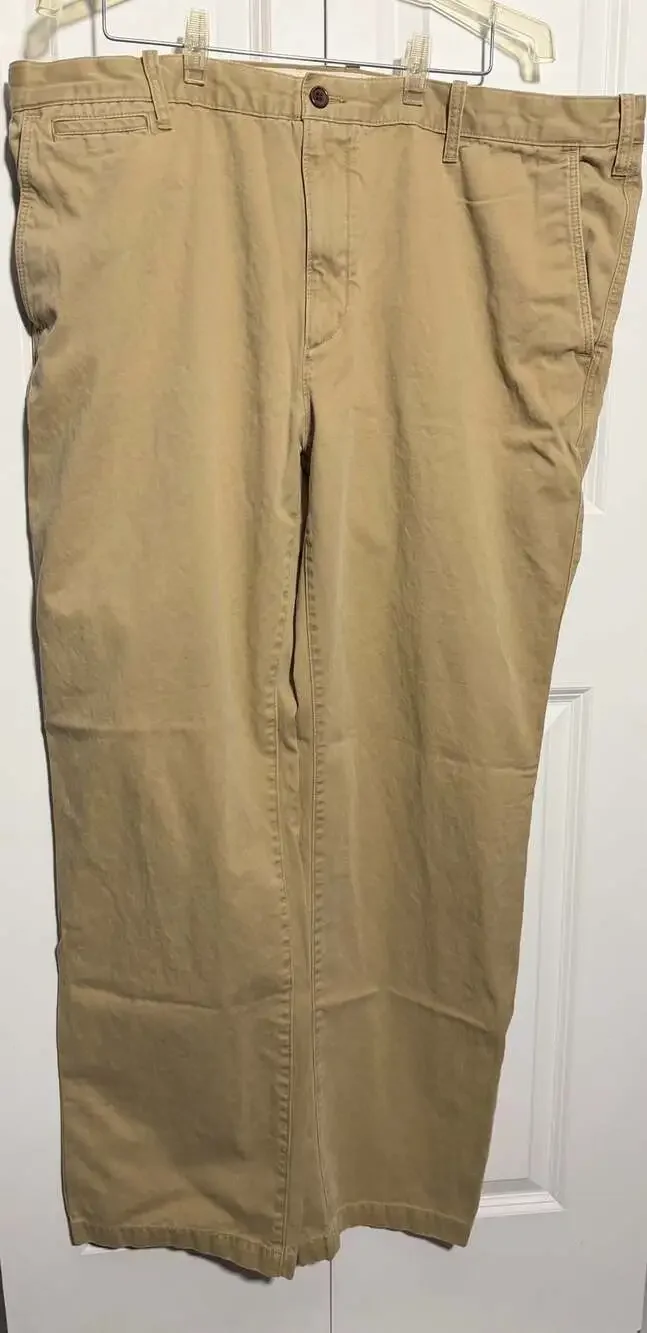 3x Eddie Bauer Men's Classic Fit Khaki Chino Pants Flat Front Cotton 44x36 Tall